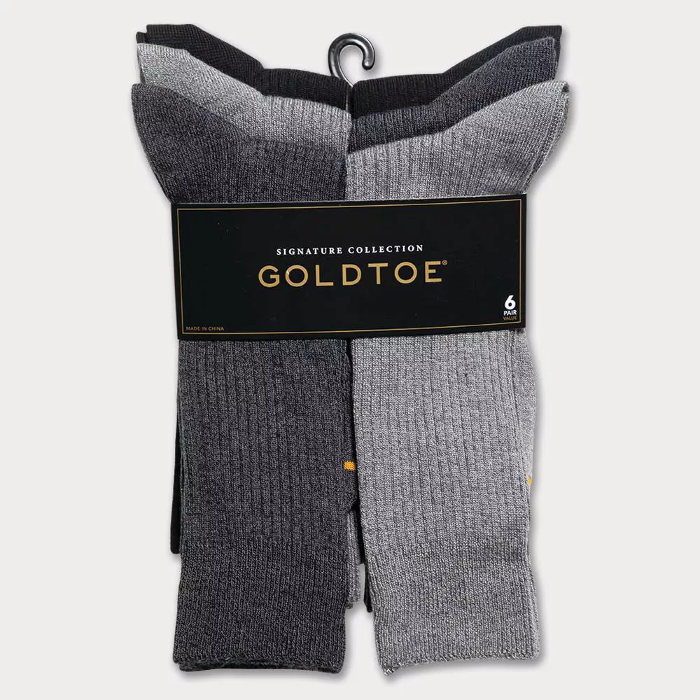 

Мужские носки Signature Gold by GOLDTOE Repreve All Season Rib Crew, 6 пар, цвет Gray