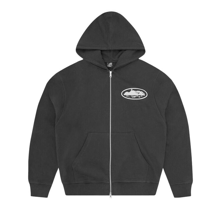 

Худи Corteiz Island Puff Print Zip Hoodie, черный