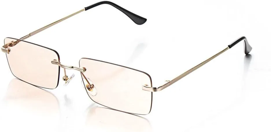 

Солнцезащитные очки LVTFCO прямоугольной формы без оправы для женщин, модные очки без оправы для мужчин, сверхлегкие очки с защитой от УФ-излучения UV400, Light Tea