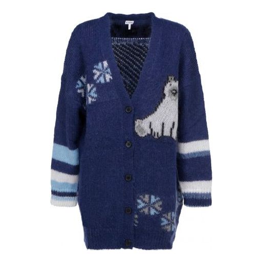

Футболка (WMNS) LOEWE SS21 Large Multi-Color Cardigan Navy Blue