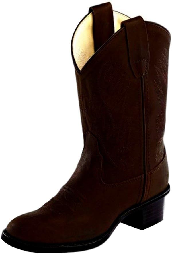 

Кожаные вестерн-бутсы для мальчиков Old West с округлым носком - BRC2001, Faded