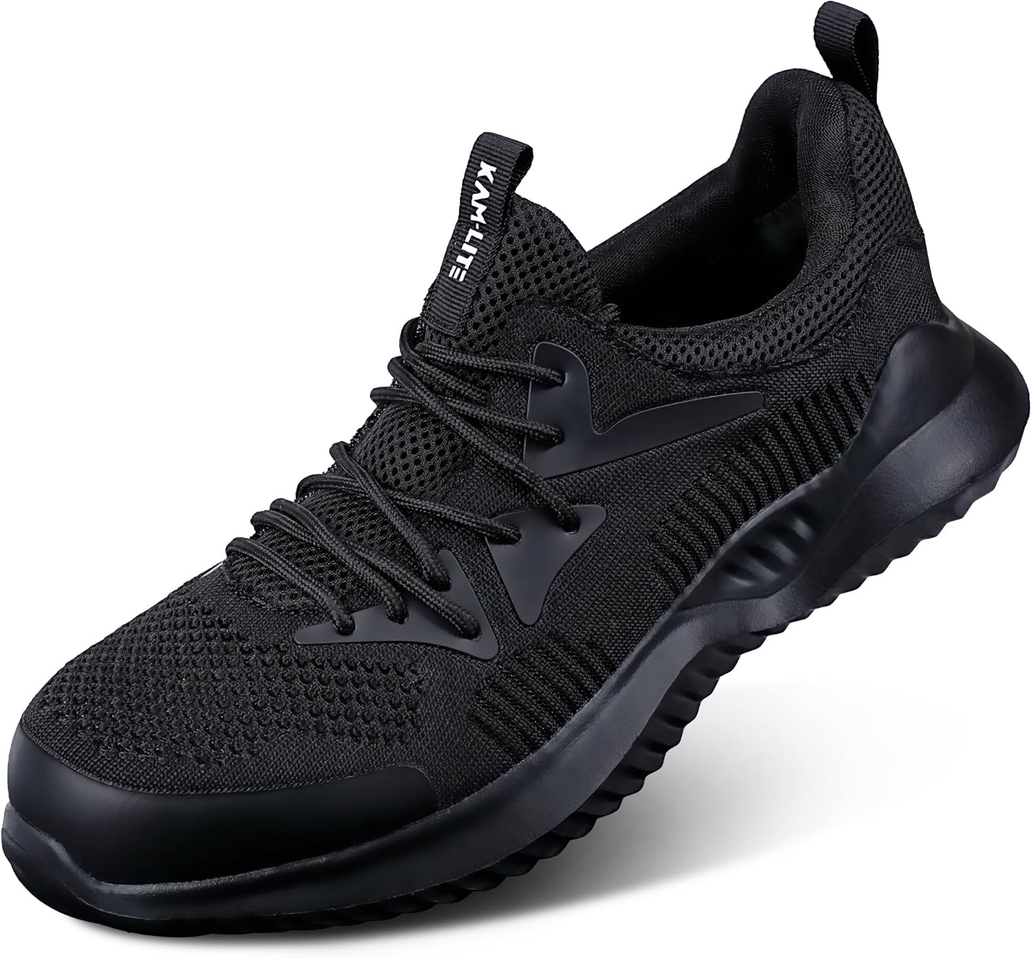 

Рабочие кроссовки со стальным носком для мужчин и женщин, легкие, удобные, дышащие, с защитой от проколов и скольжения, рабочая обувь Kam-Lite, черный