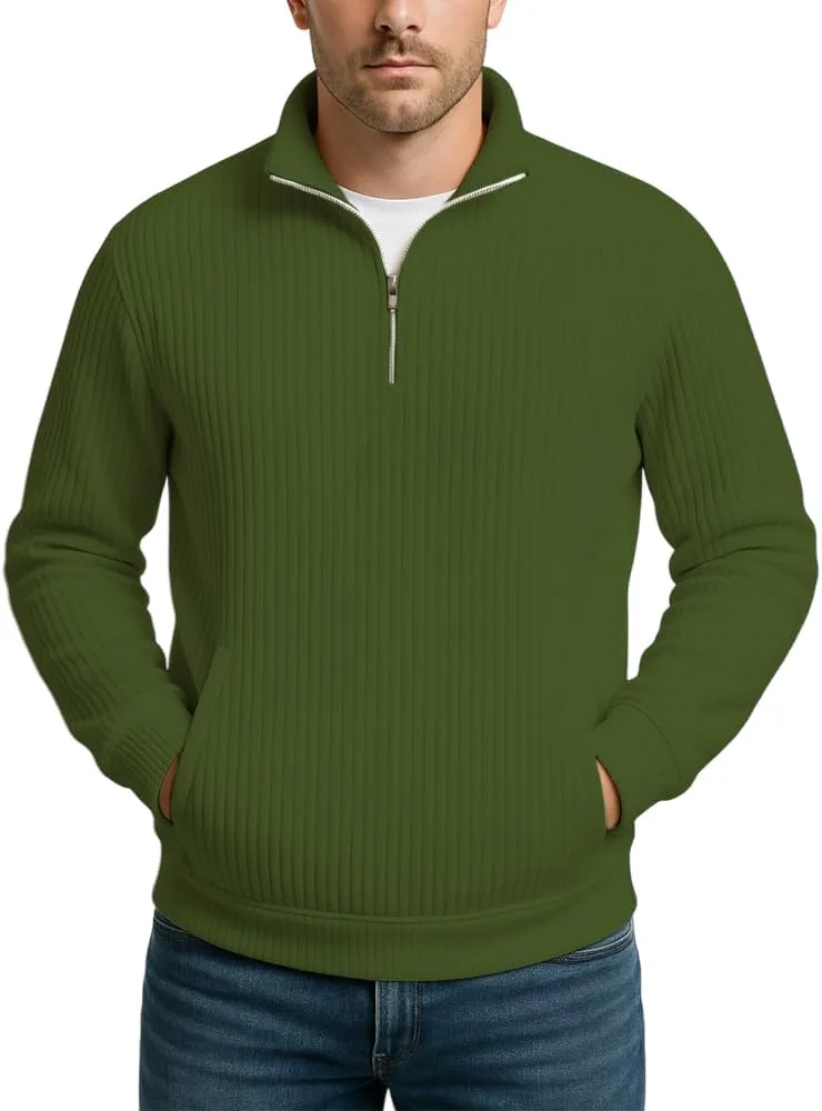 

Толстовка Noni мужская с молнией на четверть, Casual, Slim Fit, вязаная текстура