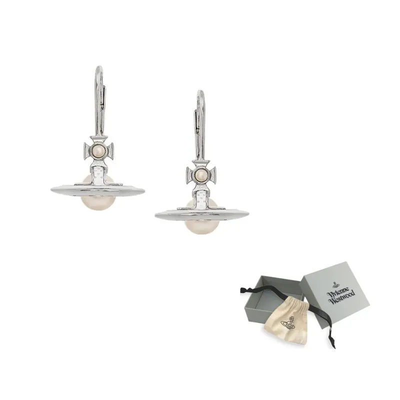 

Платинированная латунь, жемчуг, эмалевые серьги unisex Vivienne Westwood