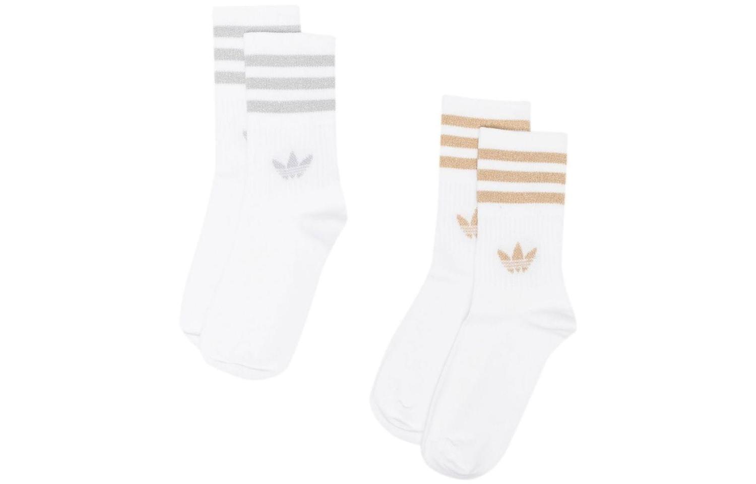 Женские гольфы Adidas Originals, комплект 2 пары (золото+серебро) — фото 3