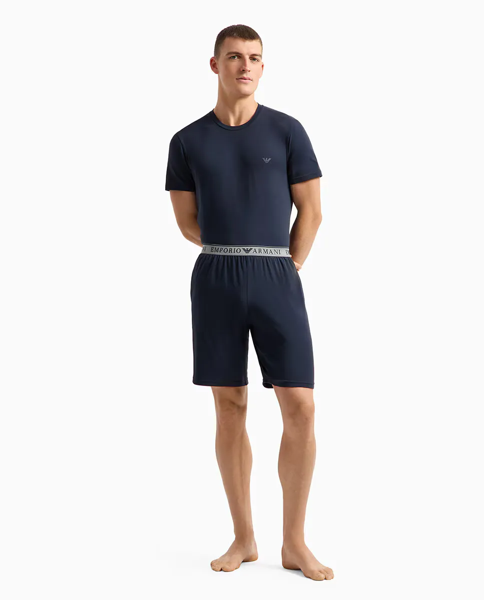 

Мужская короткая пижама из хлопка Armani, темно-синий