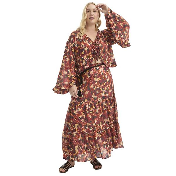 

Топ с рюшами и завязкой спереди June + Vie для женщин plus size June & Vie