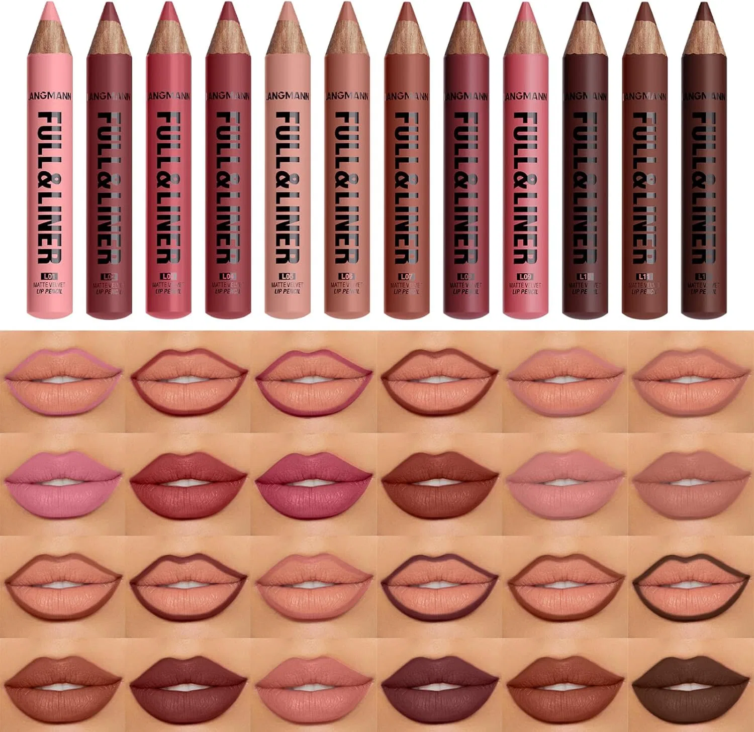 Набор матовых карандашей для губ 12 цветов Beauty Glazed