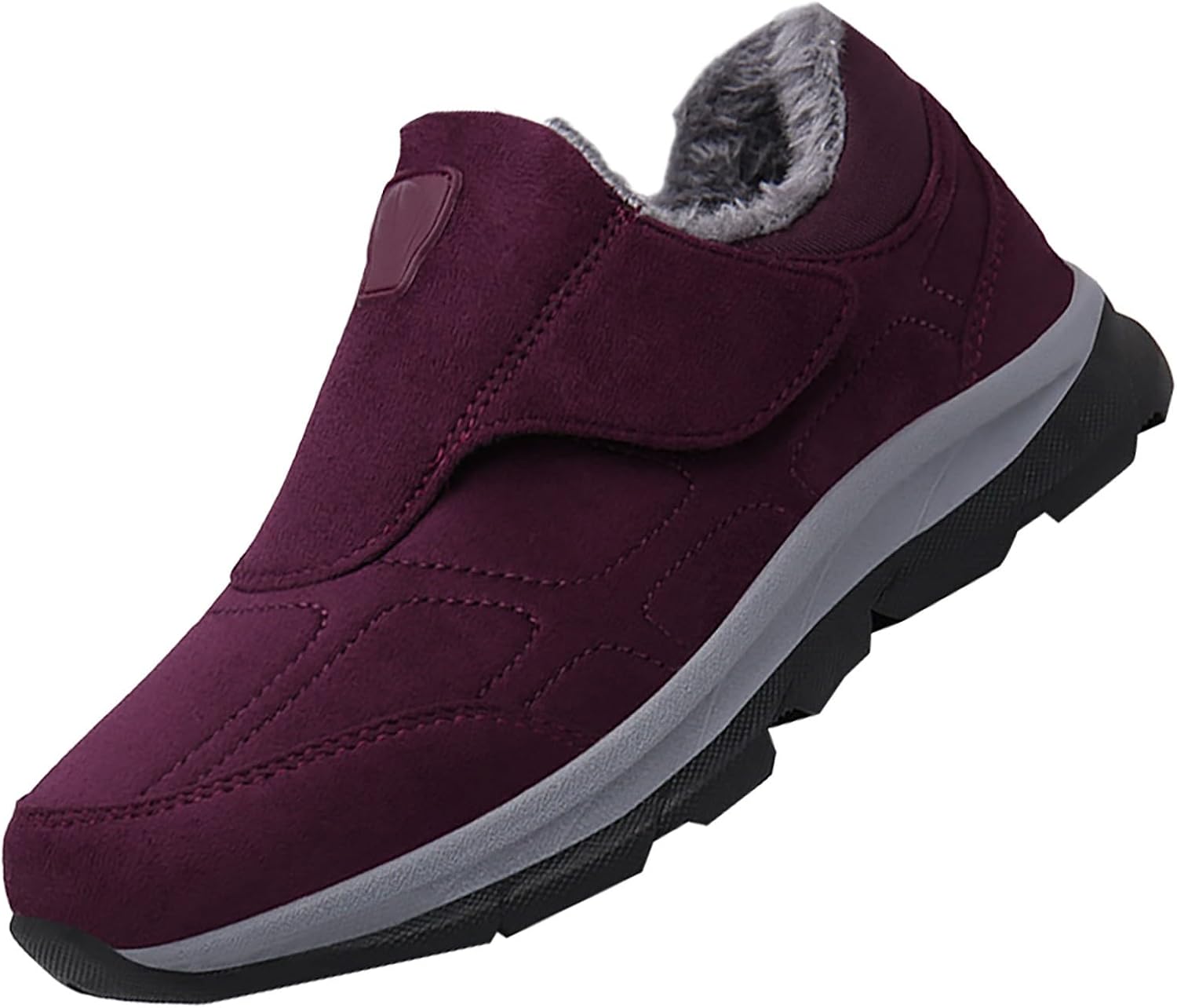 

Мужские зимние ботинки-чукка на слипоне с поддержкой свода стопы, наружной противоскользящей подошвой, меховой подкладкой, кожаные снежные лоферы для походов Generic, Wine