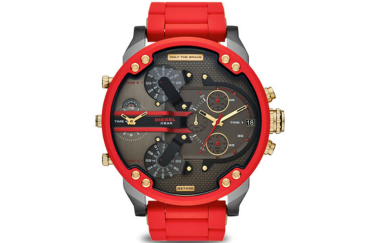 

DIESEL Часы Armor Series Wrist Watch Quartz Movement Stainless Steel Strap Black Dial Men's Watch, Red