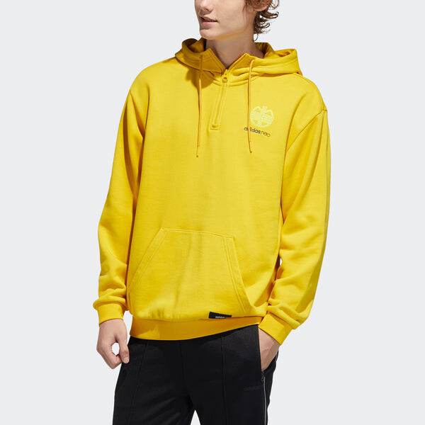 Толстовка Men's adidas neo Ss Jan Hdy 2 Logo Printing Half Zipper Sports Pullover Yellow, желтый — фото 2