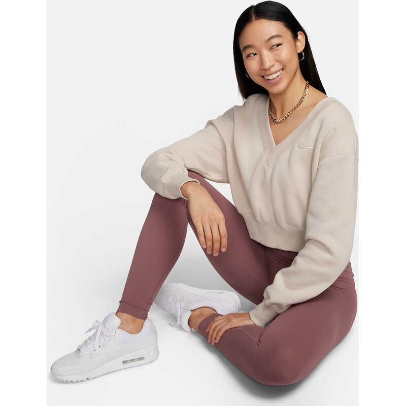 Shirt w nsw phnx flc crop vneck Nike, мультиколор — фото 3