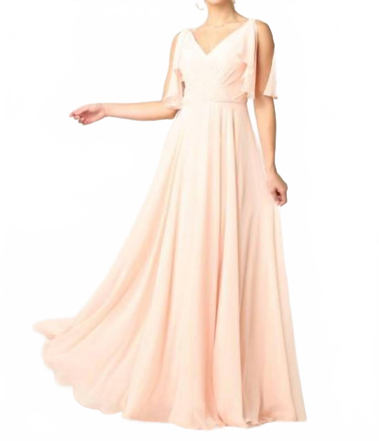 

Ferrara Вечернее платье для выпускного в стиле шифон с разрезами на рукавах оттенка блаш Eva