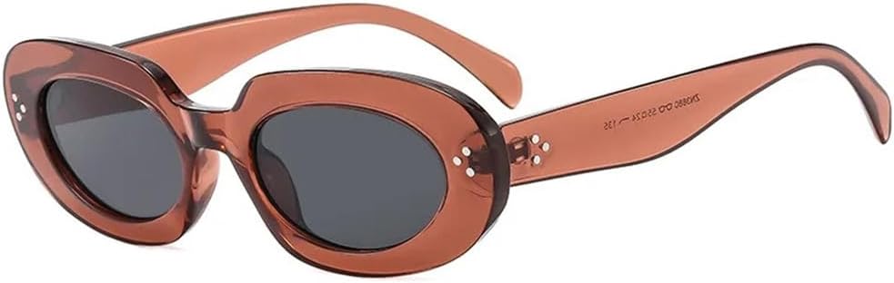 

Солнцезащитные очки Rivet Oval для женщин и мужчин в стиле панк с защитой от УФ-излучения UV400, идеально подходят для занятий спортом на открытом воздухе, бега и путешествий UYPTK, Tea Black