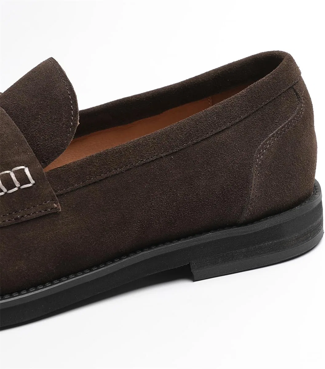 Лоферы из натуральной кожи мужские, повседневные, Penny Loafers, темно-коричневый (замша) FIAVOM — фото 4