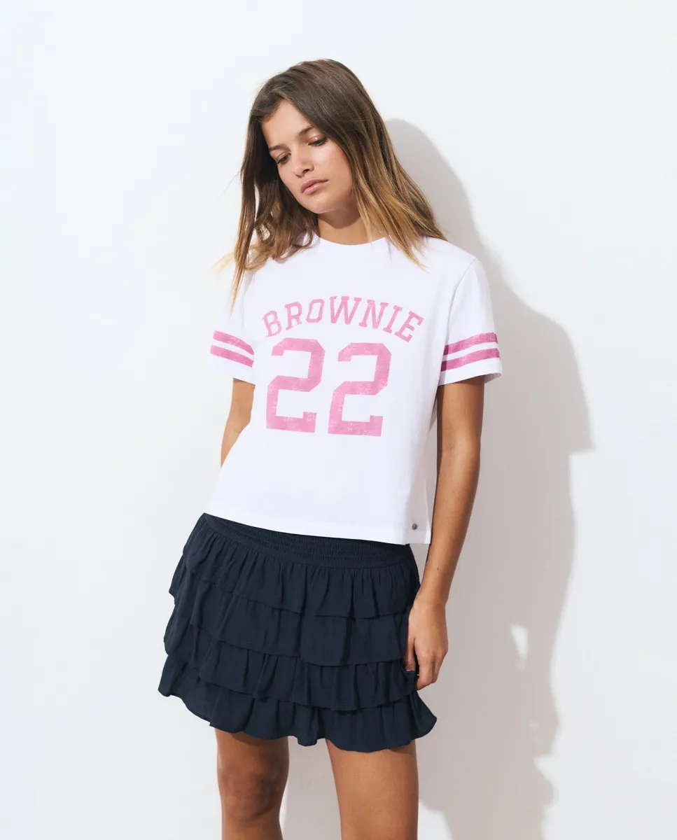 

Женская футболка с коротким рукавом с логотипом и номером Brownie, белый