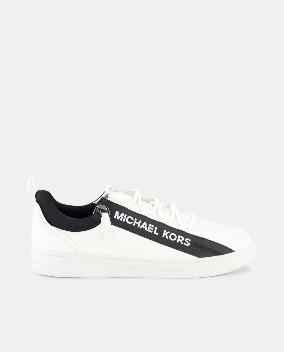 

Мужские низкие кожаные кроссовки Keating в форме шлема на молнии с логотипом Michael Michael Kors, белый