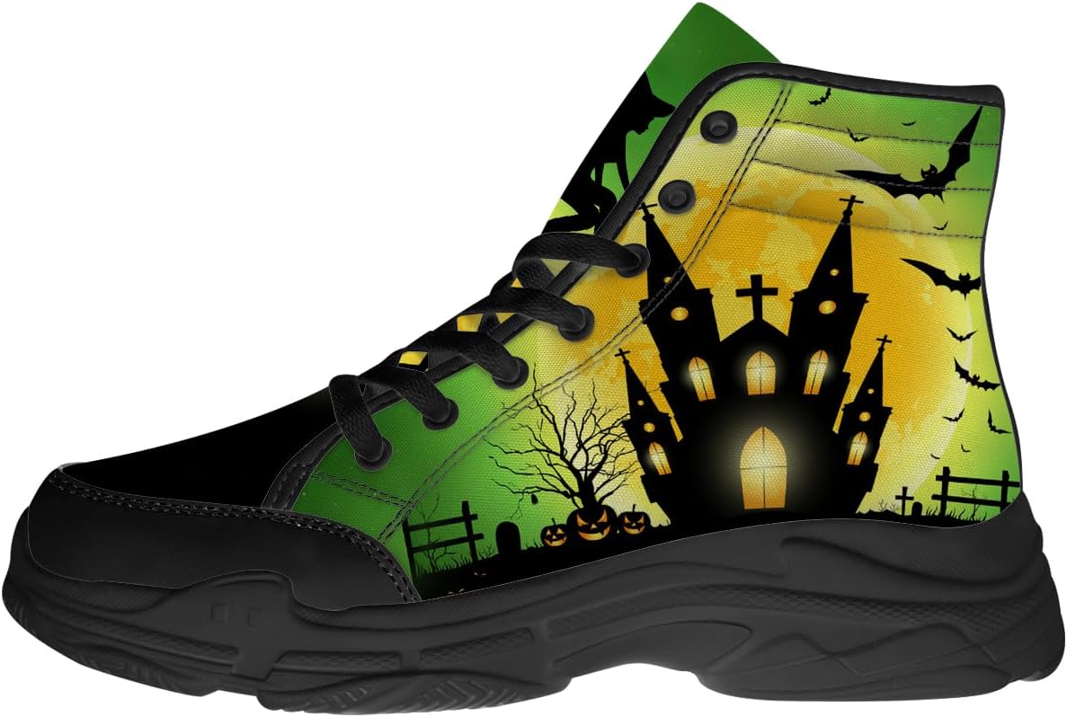 

Высокие кеды на Хэллоуин для женщин и мужчин, на шнуровке, на платформе, подарки для нее и для него Generic, черный