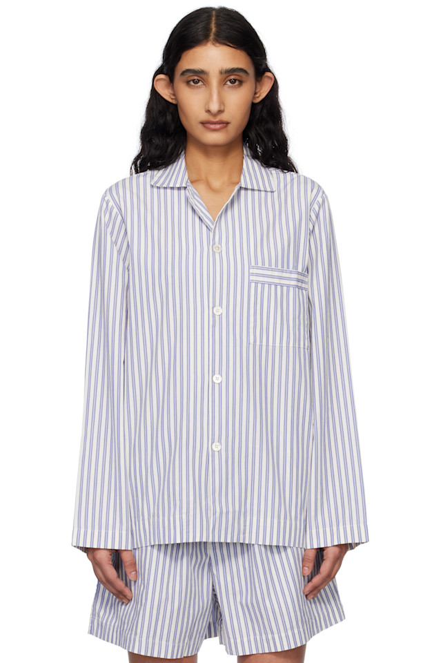 

Поплиновая пижамная рубашка с длинными рукавами Tekla, цвет skagen stripes
