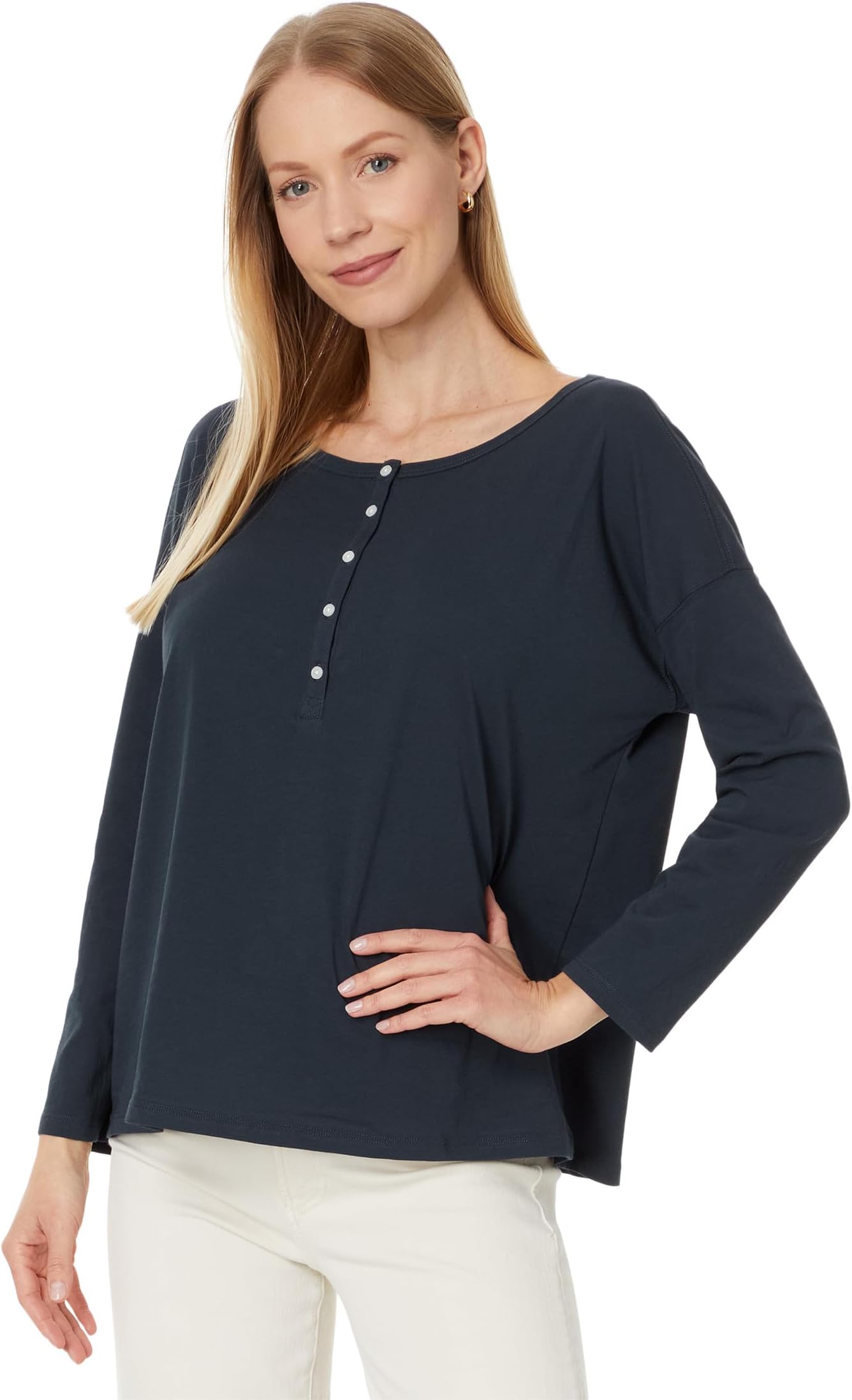 

Футболка Lilla P Relaxed Henley, темно-синий