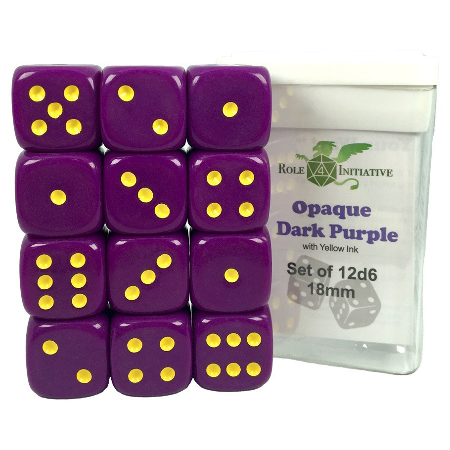 

Аксессуары Role 4 Initiative 18mm d6 Cube: Opaque - Dark Purple w/ Yellow Pips (12)