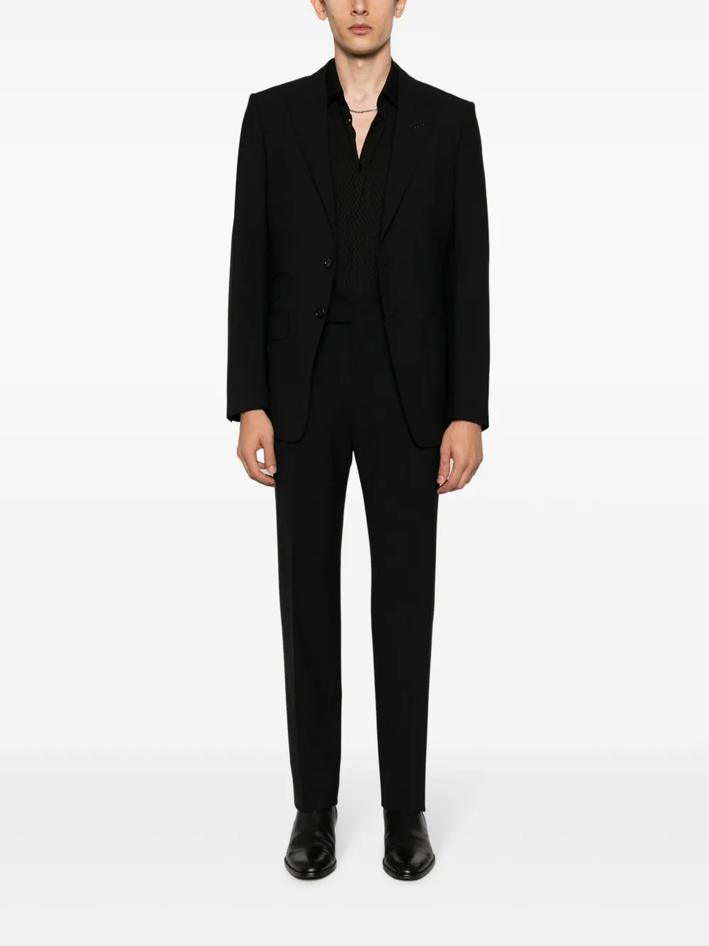 Шерстяной костюм с однобортным пиджаком TOM FORD, черный — фото 2
