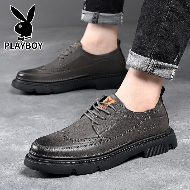 Туфли мужские Men"s Casual Men Low-Top Playboy, хаки — фото 4