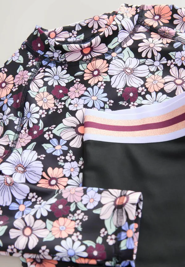 Купальник стандартного кроя с длинными рукавами Next, Black Floral — фото 2