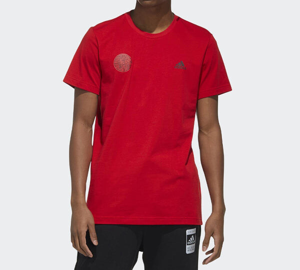 Футболка alphabet logo printing short sleeve red Adidas, красный — фото 3