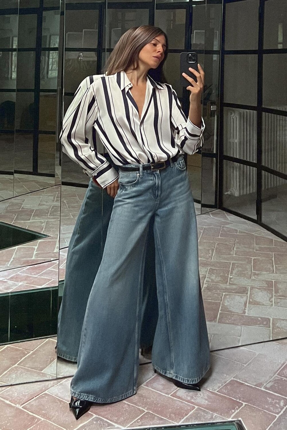 

Джинсы палаццо z1975 с низкой посадкой ZARA, индиго