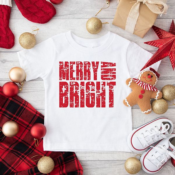 Футболка с принтом Merry and bright block distressed для малышей The Juniper Shop, Pink — фото 3