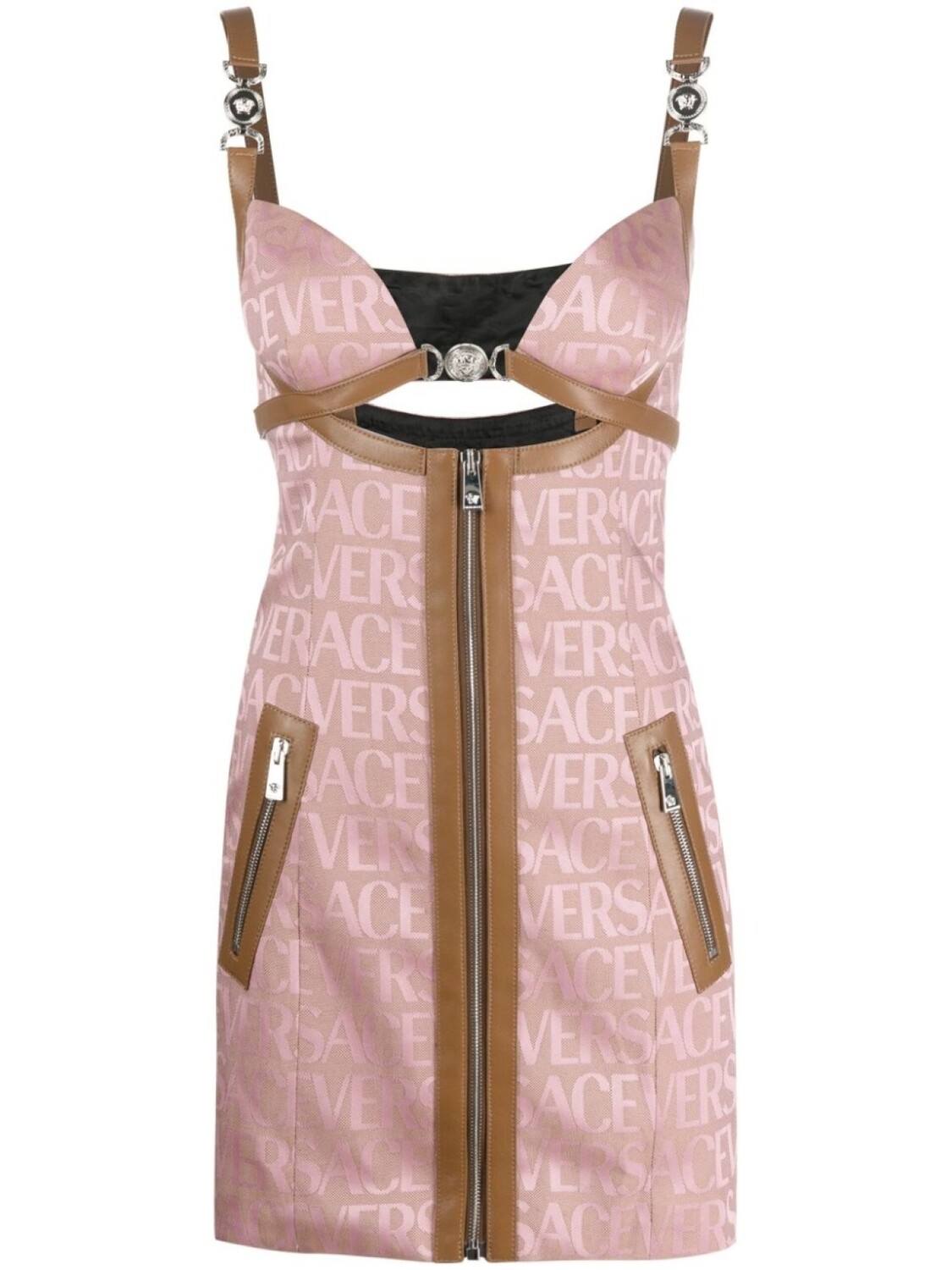 Versace платье мини Allover с логотипом, розовый
