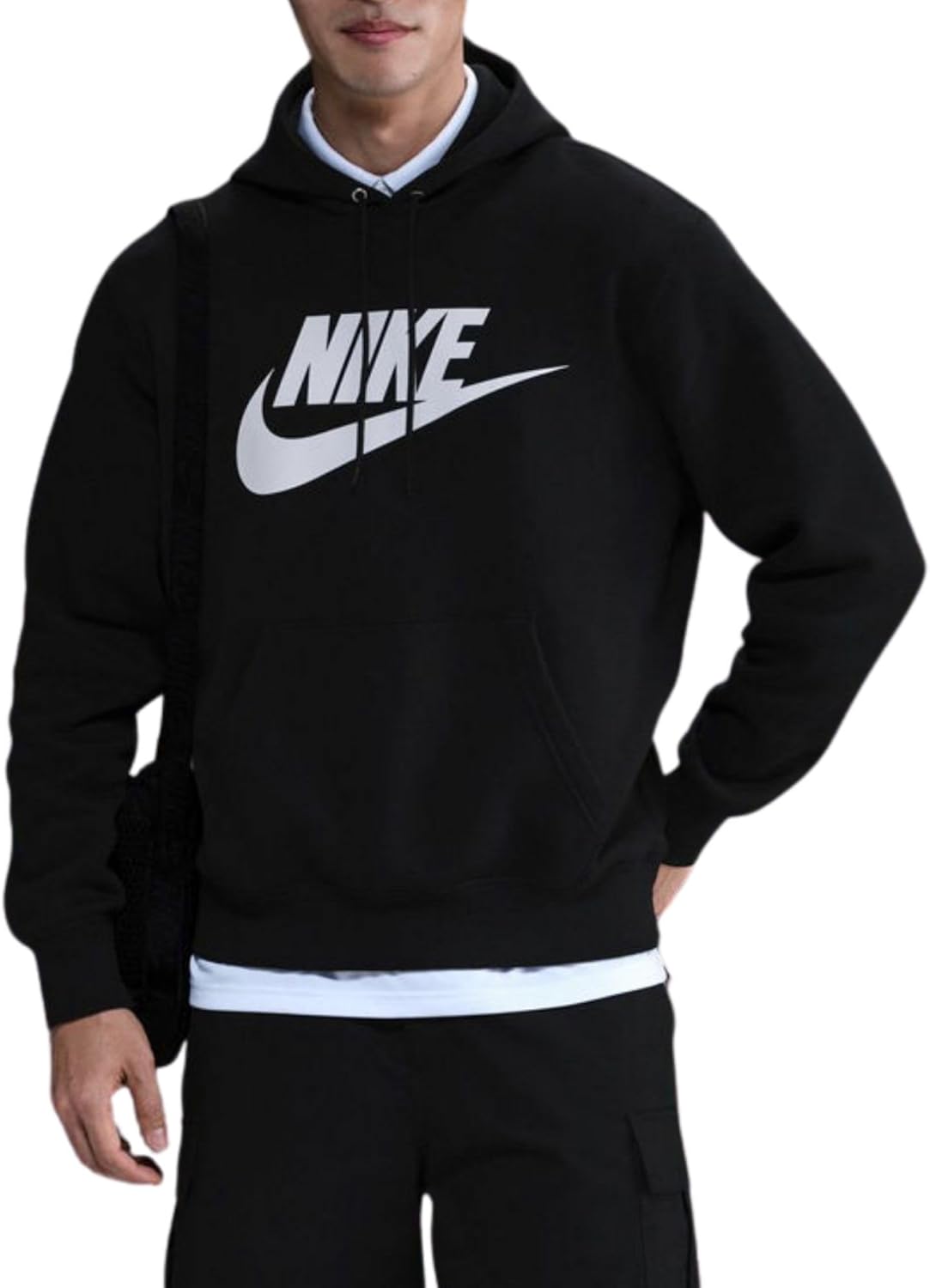 

Толстовка с капюшоном Nike Mens Club Pull-over Fleece Hoodie, Black/Black/White
