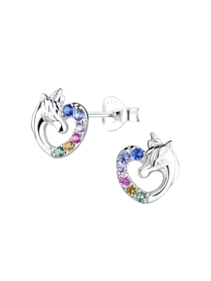 

Alexander York Серьги-гвоздики «Единорог в форме сердца» из серебра 925 пробы, комплект из двух серебряных элементов