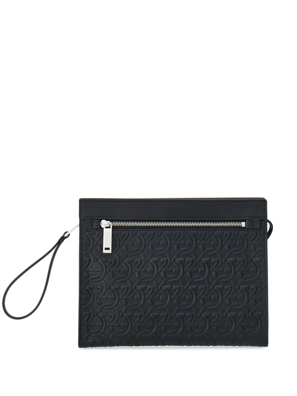 

Клатч с тисненым логотипом Gancini Ferragamo, черный