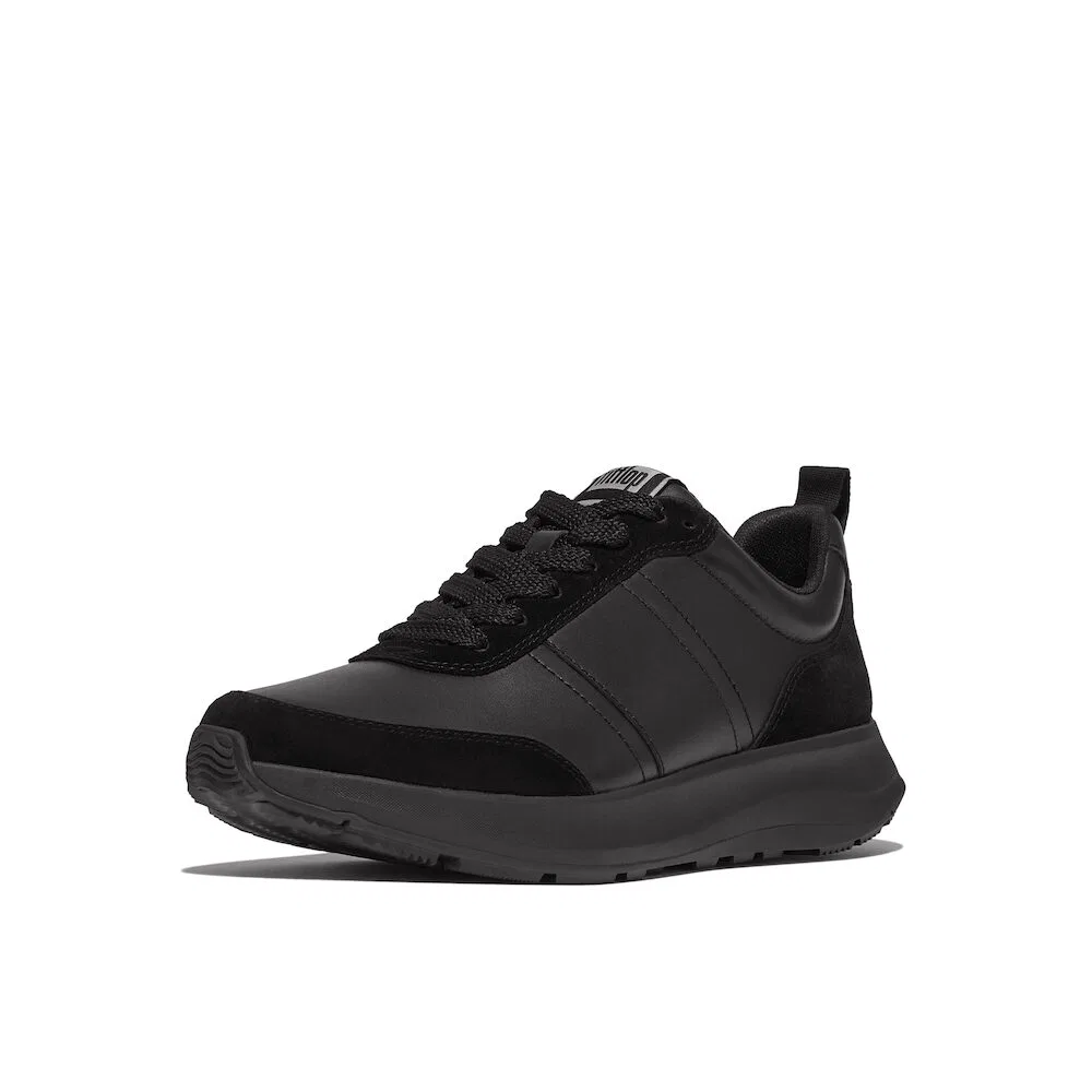 Мужские низкие кроссовки F-Mode из кожи и замши All Black от Fitflop — фото 2