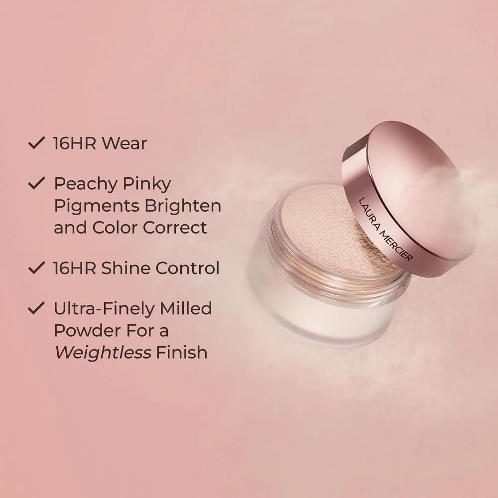 Рассыпчатая полупрозрачная фиксирующая пудра Laura Mercier в оттенке Tone-Up Rose и корректирующая пудра для области под глазами Secret Brightening Color Correcting Powder в оттенке Soft Pink Bundle. — фото 4