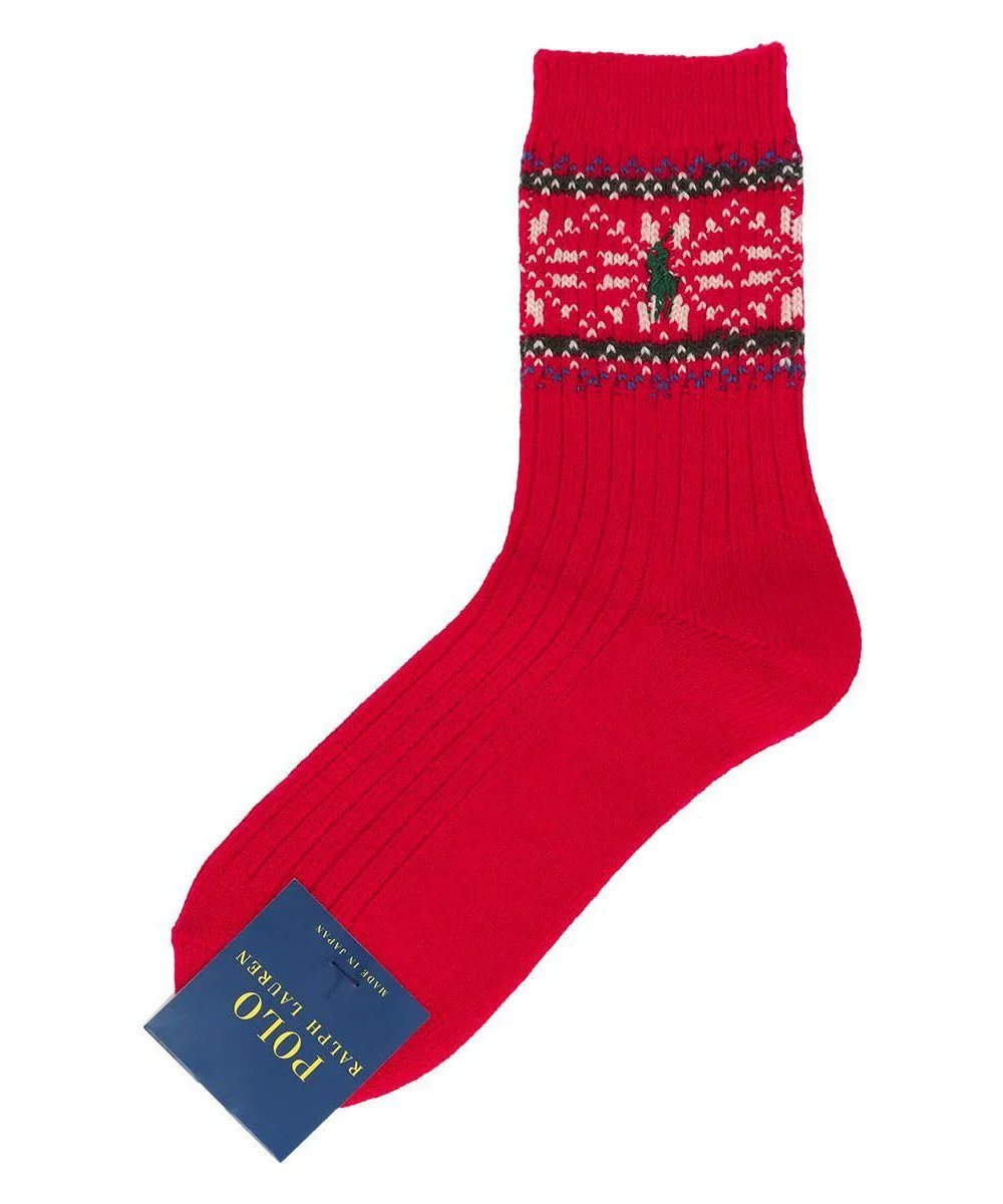 Женские жаккардовые носки Nordic Snow Crew из смеси кашемира Polo Ralph Lauren, 15. Scarlett