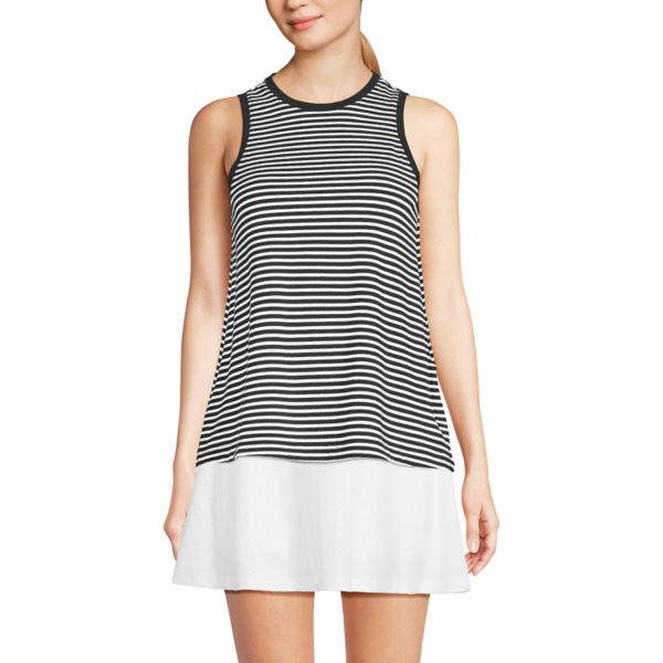 

Женская майка Power Performance с круглым вырезом Lands' End, цвет black white stripe