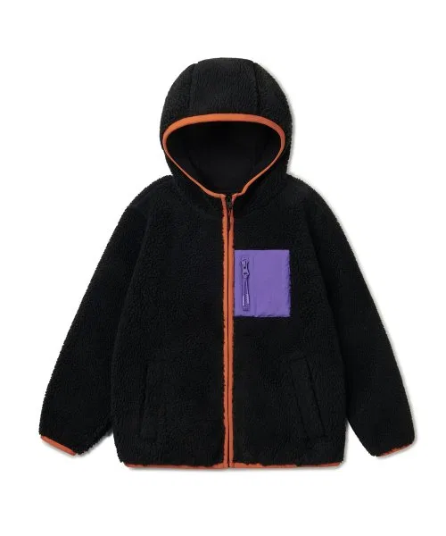 Флисовая куртка с капюшоном MUSINSA STANDARD KIDS оверсайз чёрная — фото 2