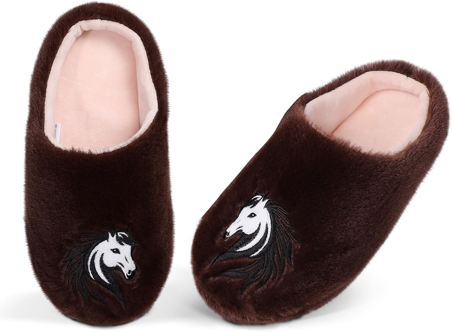 

Мужские и женские пушистые тапочки с изображением лошади/ленивца/горной коровы, забавные домашние тапочки с мягкой мемори-пеной, теплые тапочки-слипоны Secret Slippers, Horse