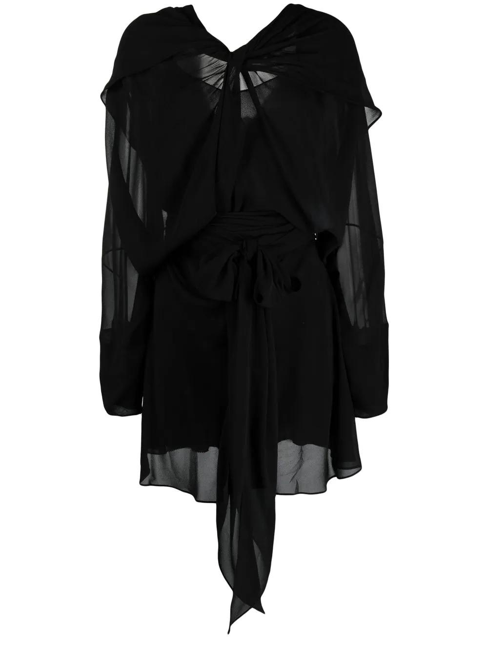 

Шелковое платье мини с драпировкой MAISON MARGIELA, черный