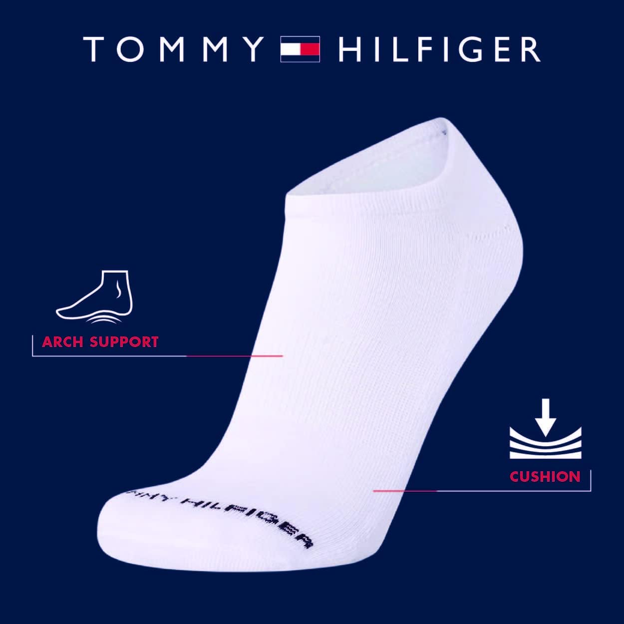 Мужские носки Tommy Hilfiger с низкой посадкой - 12 пар спортивных носков для бега, влагоотводящих и невидимых (размеры: 7-12), Blue/Grey — фото 3