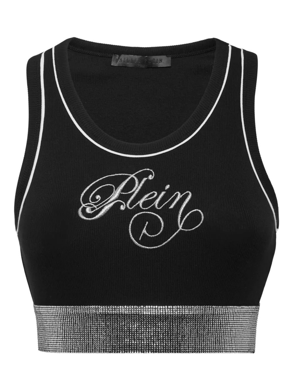 

Топ в рубчик с вышитым логотипом Philipp Plein, черный