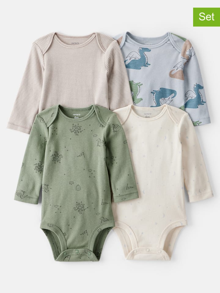 

Carter's Комплект из 4 боди бежевого/синего/зеленого цвета