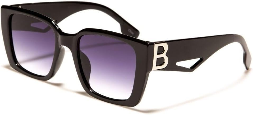 

Женские солнцезащитные очки Dweebzilla BB Oversized Luxury Square Cat Eye, большие, модные, с защитой от УФ-излучения UV400, гибридные, Black & Silver Frame - Black Gradient Lenses