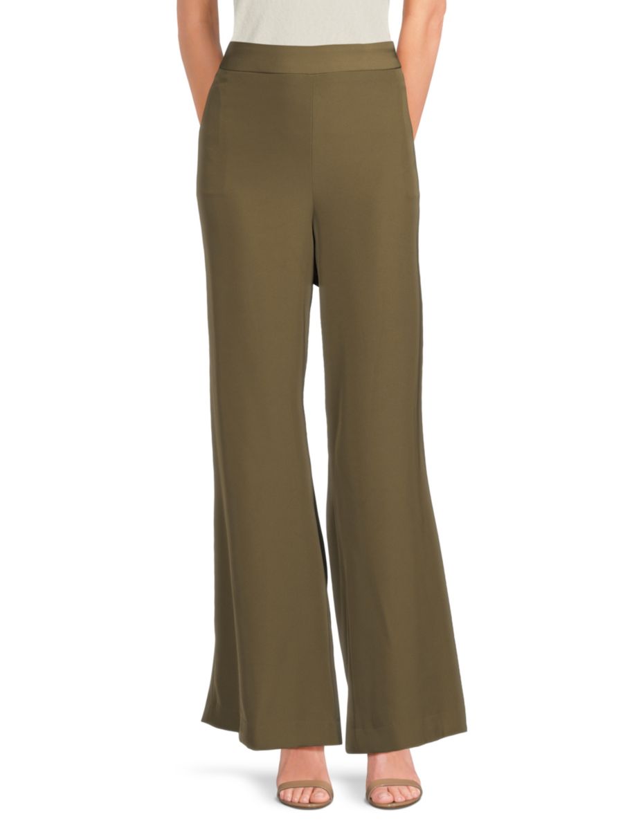

Однотонные широкие брюки Halston, цвет Sage