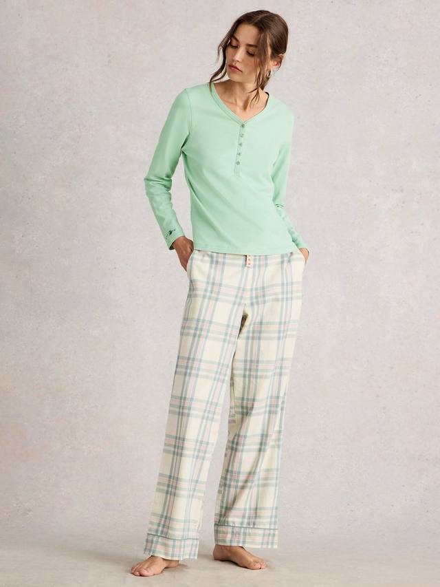 

Пижамная блузка с длинными рукавами и воротником на пуговицах из смесового хлопка Penny White Stuff, Light Green