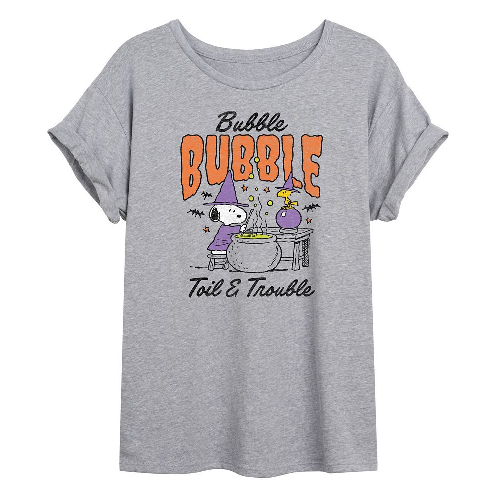 

Футболка большого размера «Peanuts Snoopy & Woodstock Bubble Bubble Toil Trouble» для юниоров Licensed Character, цвет Heather Gray