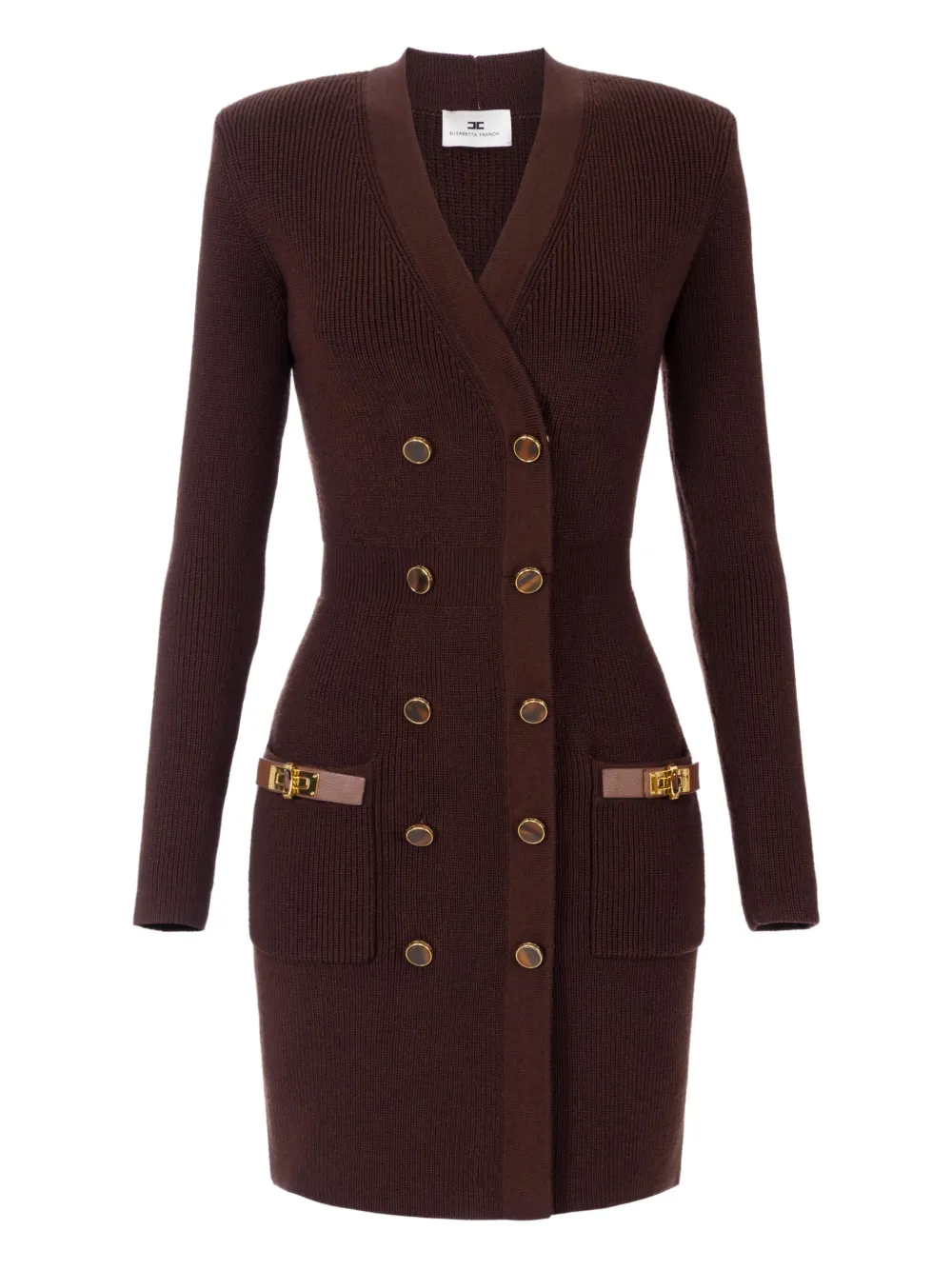 

Двубортное платье мини Elisabetta Franchi, коричневый